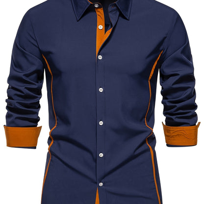 Dorian | Contrast-Trim Long Sleeve Shirt