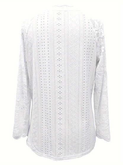 Rosetta | Lace-Sleeve Tie-Neck Top