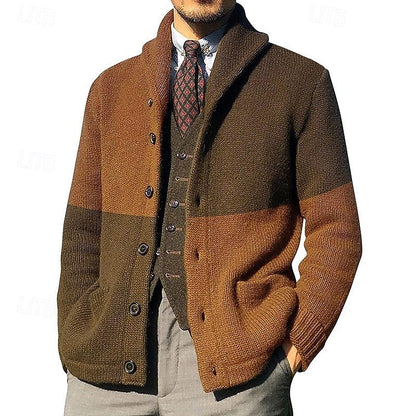 Bertram | Colour-Block Shawl Collar Cardigan