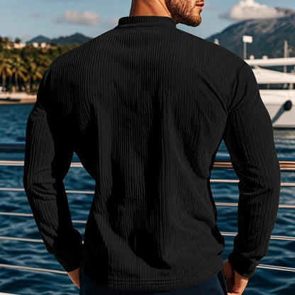 Foster | Ribbed Long-Sleeve Henley Shirt