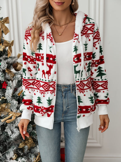Holly | Christmas Reindeer Zip Hoodie