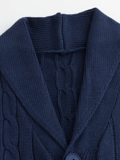 Elliot | Shawl Collar Cable-Knit Cardigan