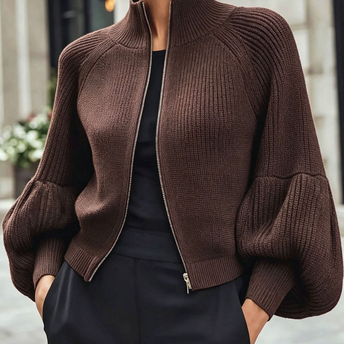 Anthea | Cropped Zip-Up Cardigan