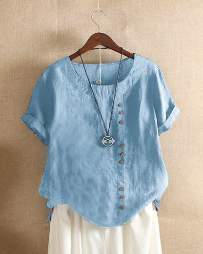Adeline | Short Sleeve Round Neck Blouse