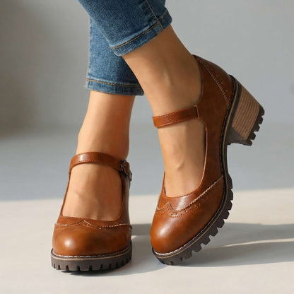 Darcy | Classic T-Strap Close Toe Heels