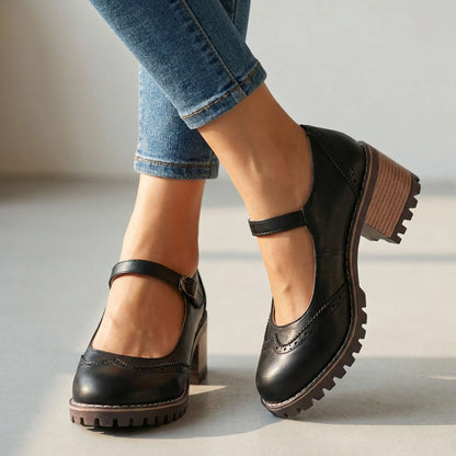 Darcy | Classic T-Strap Close Toe Heels