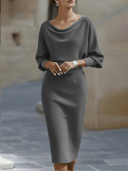 Lydia | Elegant Round Neck Midi Dress