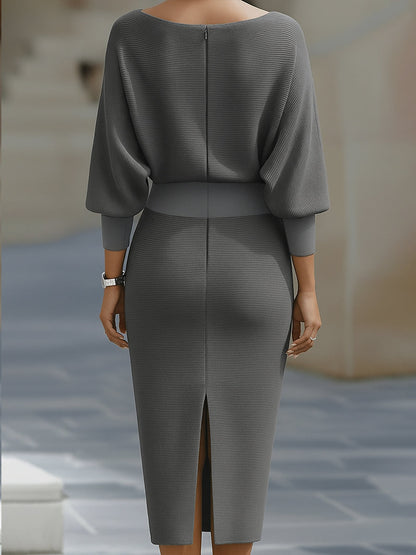 Lydia | Elegant Round Neck Midi Dress