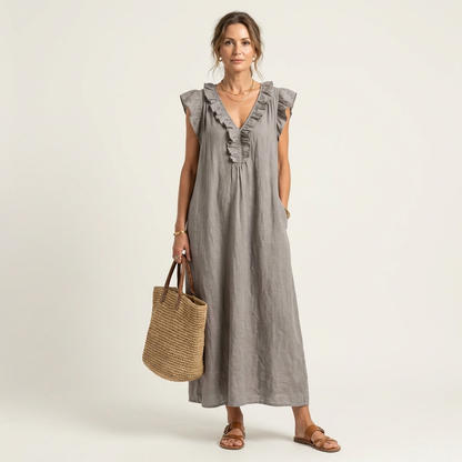 Annabel | Ruffle V-Neck Maxi Dress