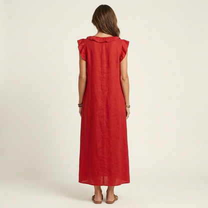 Annabel | Ruffle V-Neck Maxi Dress