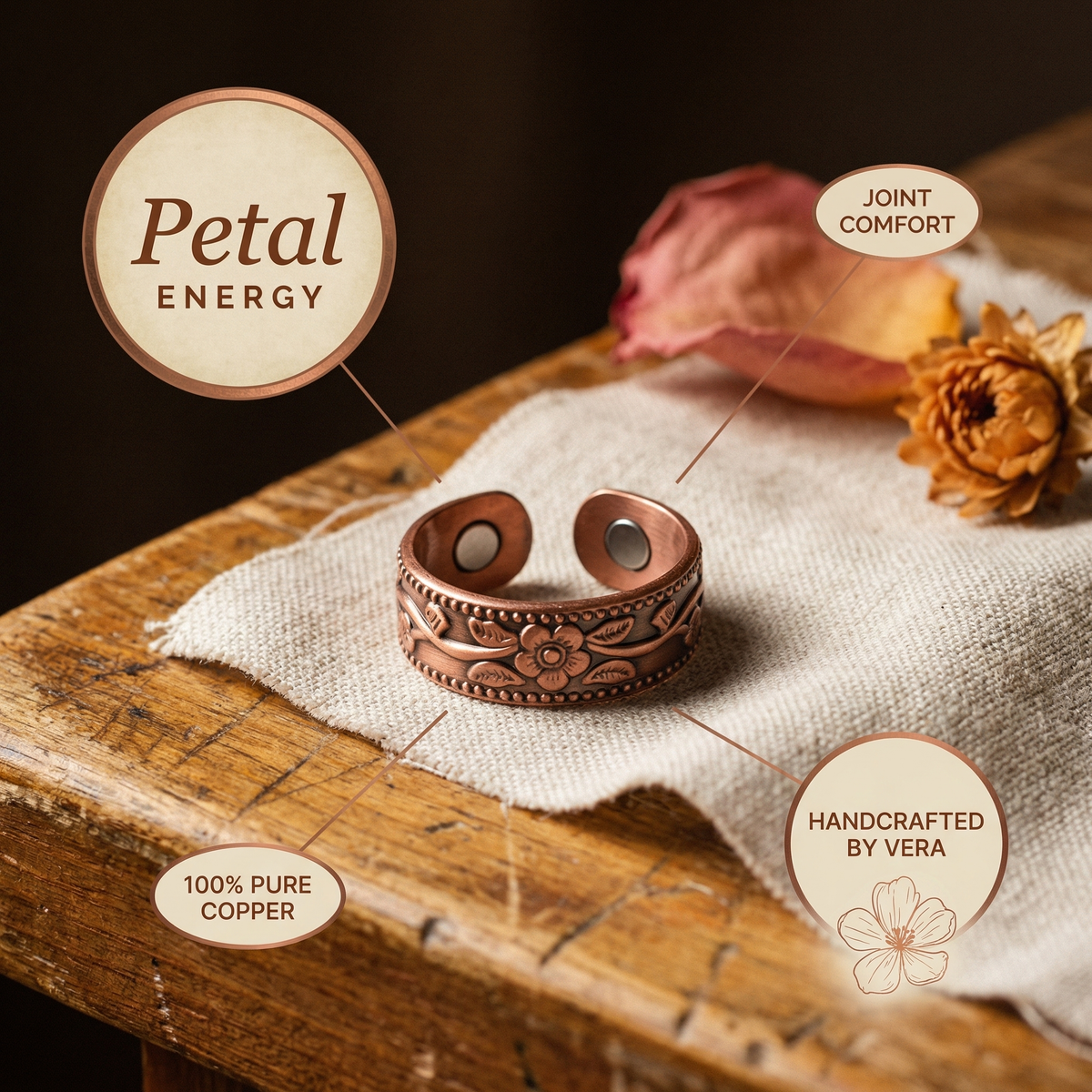 Ethal's Petal Copper Ring