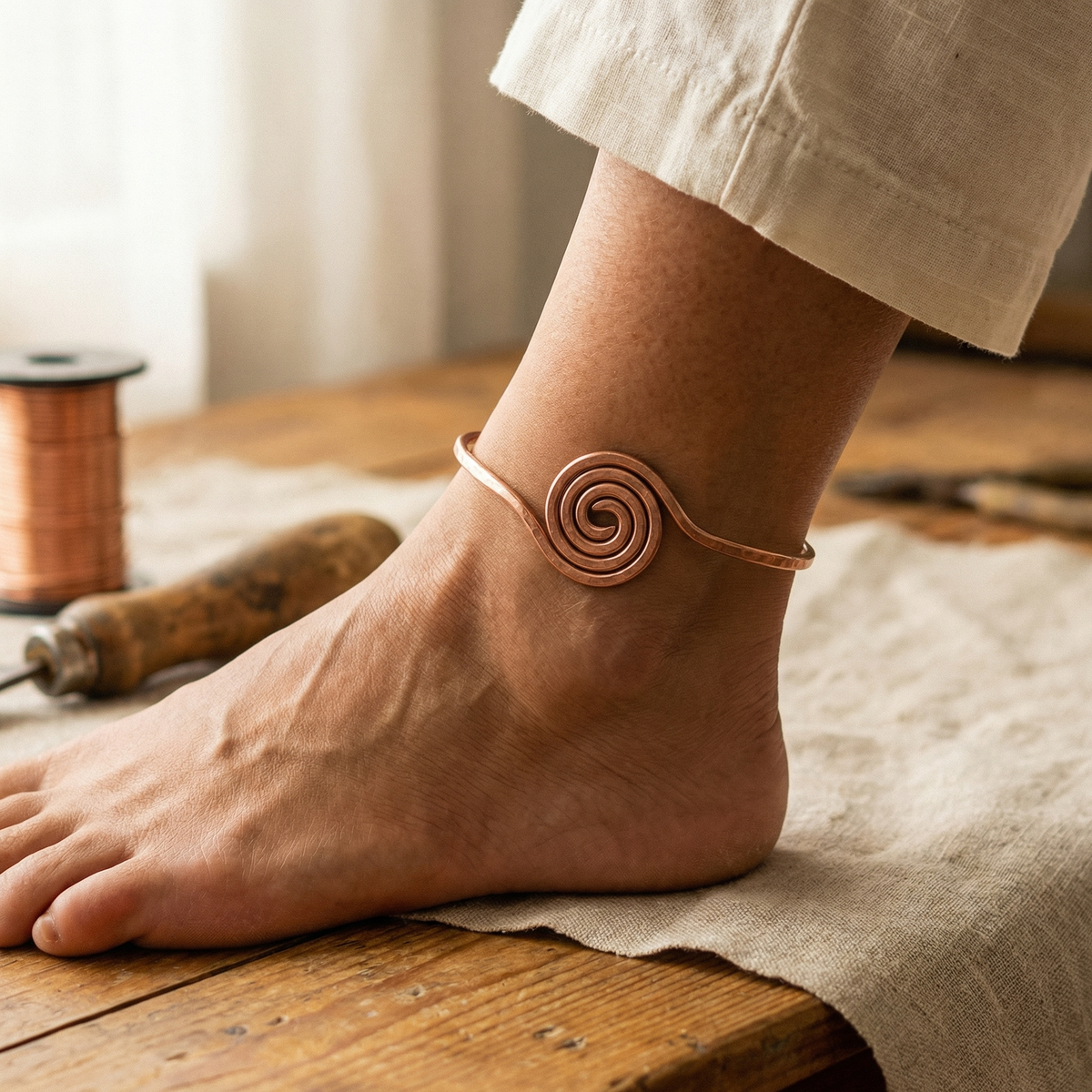 Ethal's Coil Copper Anklet