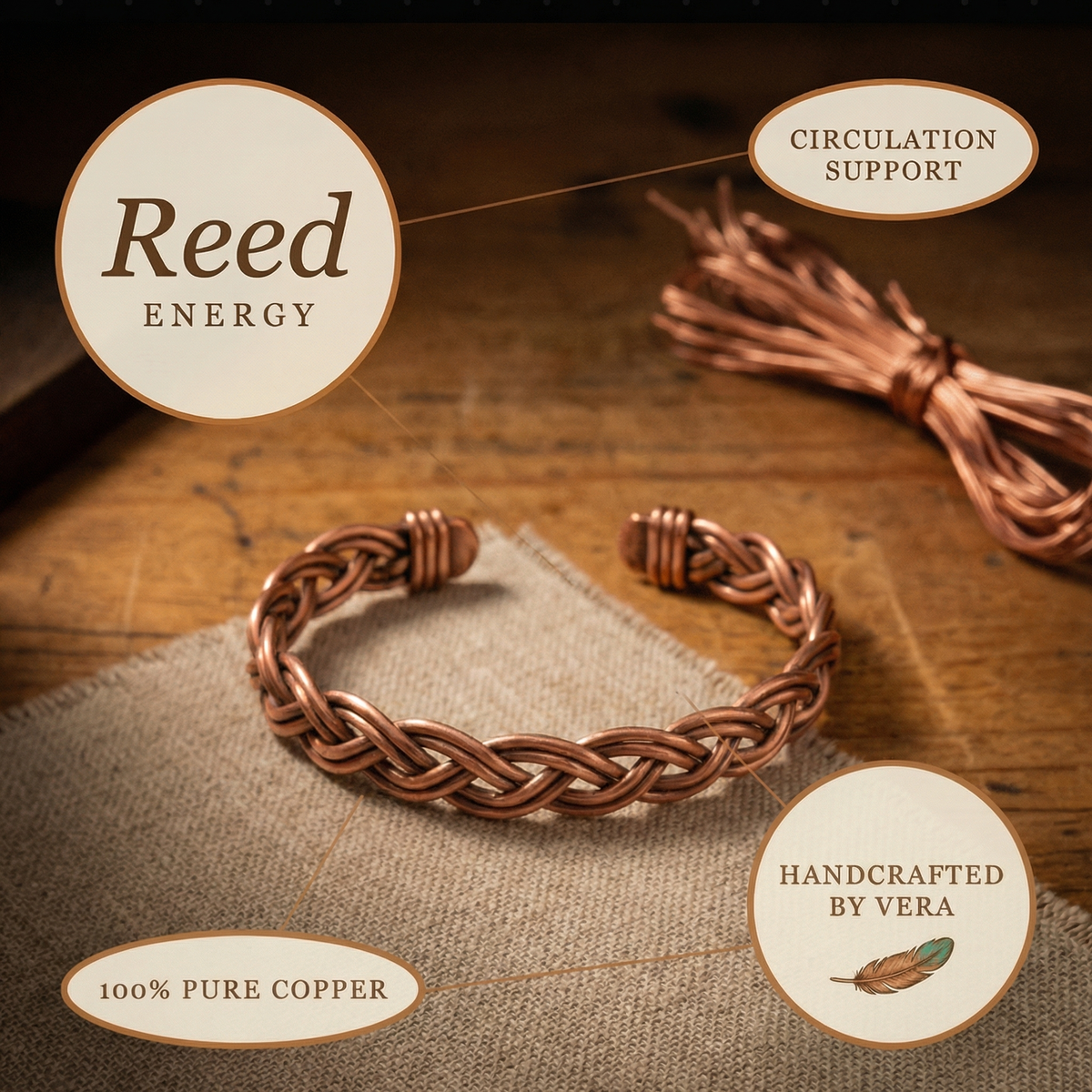Ethal's Reed Copper Anklet