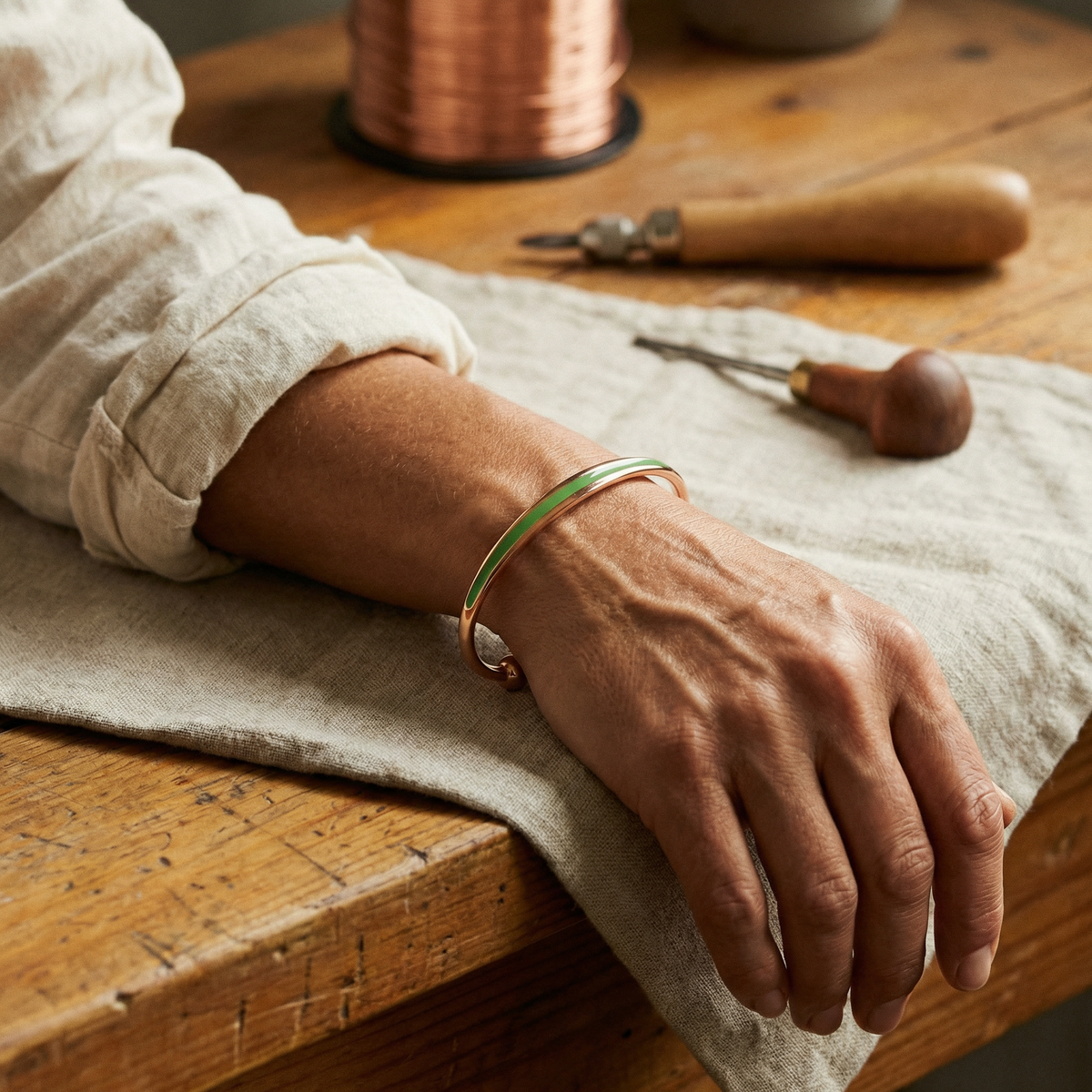 Ethal's Jade Copper Bracelet