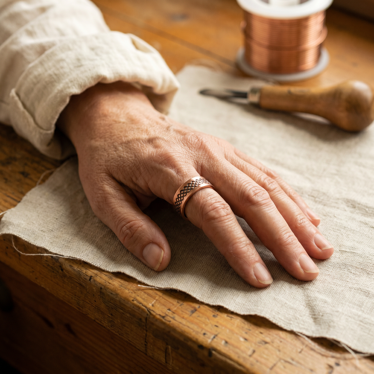 Ethal's Grid Copper Ring