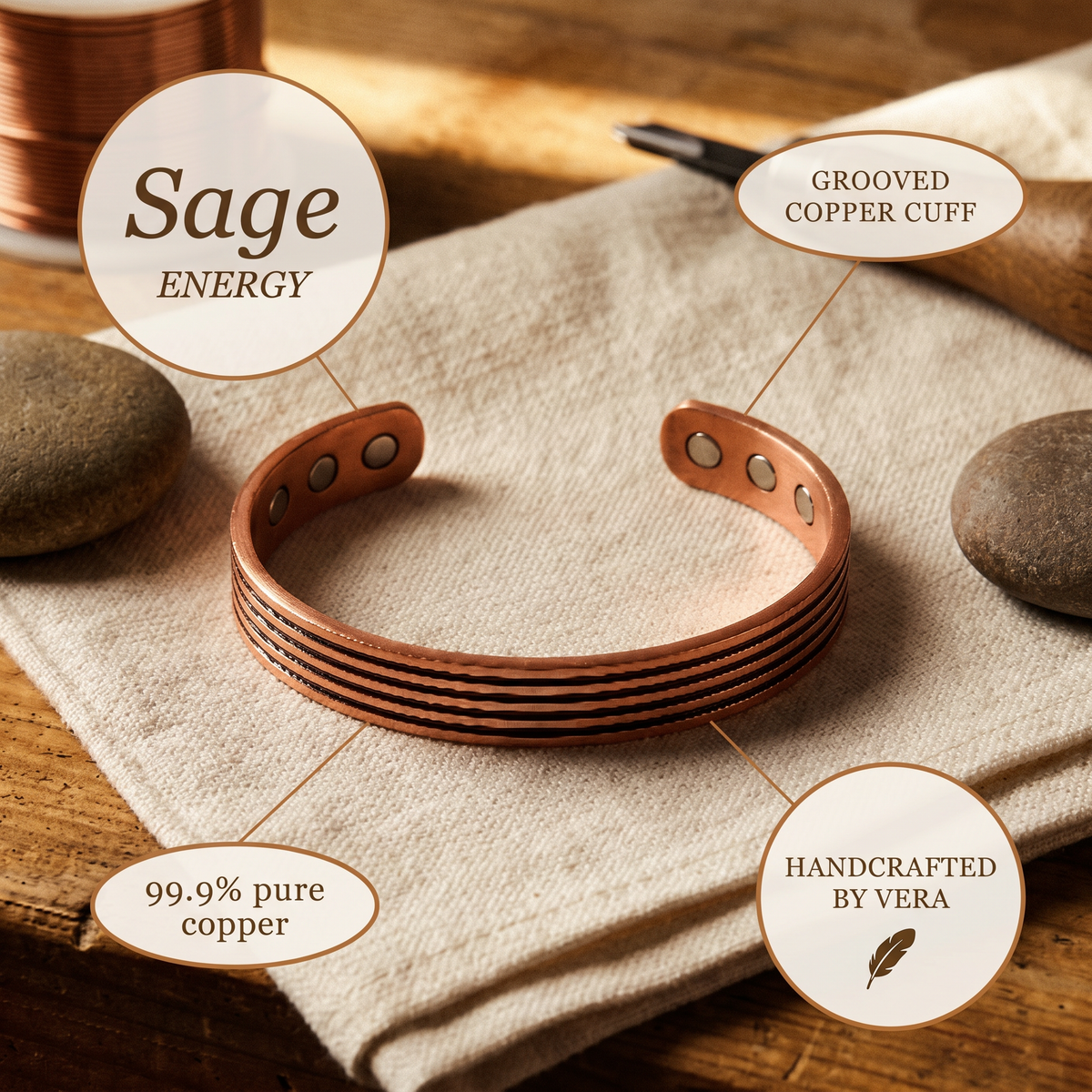 Ethal's Sage Copper Bracelet