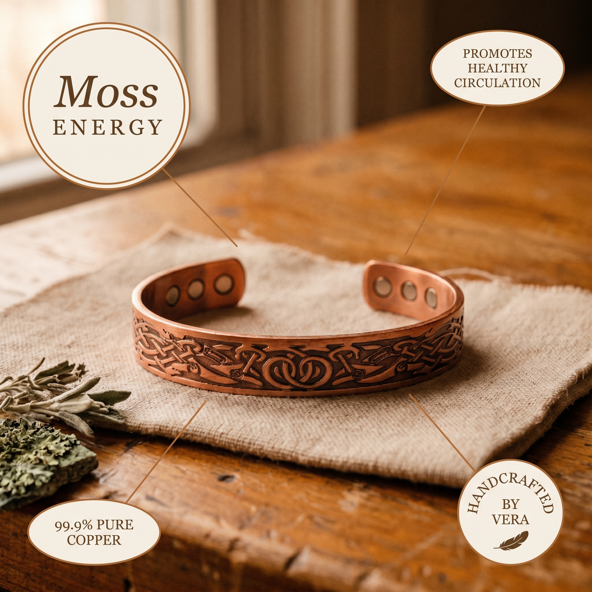 Ethal's Moss Copper Bracelet