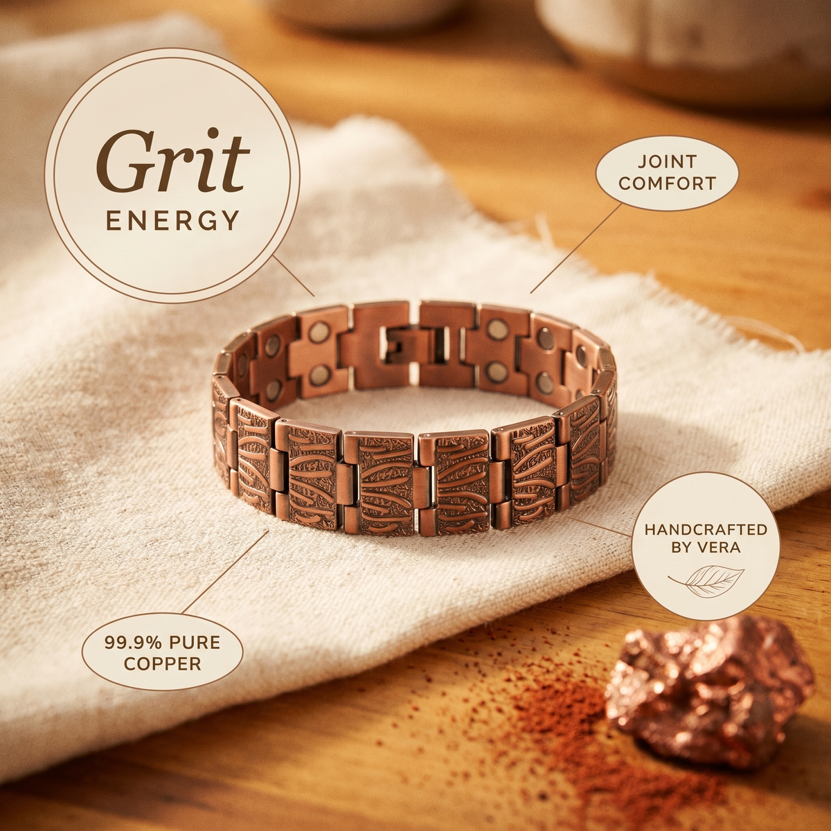 Ethal's Grit Men's Copper Bracelet