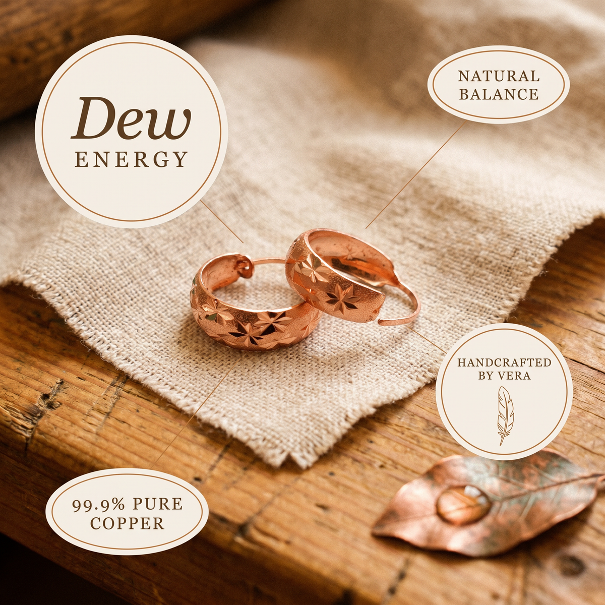 Ethal's Dew Copper Earrings