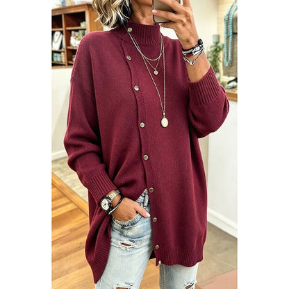 Annalise | Longline Button Turtleneck Sweater