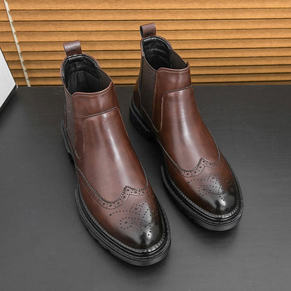 Leonard | Refined Brogue Chelsea Boots