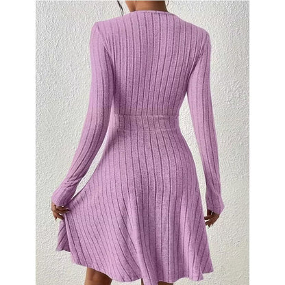 Aurelia | Ribbed Wrap-Front A-Line Dress