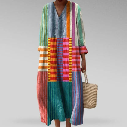 Fabrine | Stylish Geometric V-Neck Dress