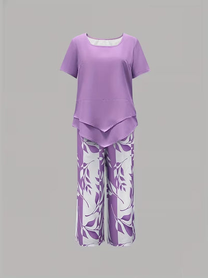 Yvette | Casual Leaf Print Two Piece Set