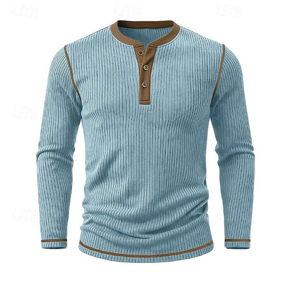 Owen | Ribbed Long-Sleeve Henley Shirt