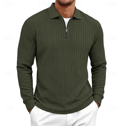 Bryson | Textured Quarter-Zip Polo Shirt