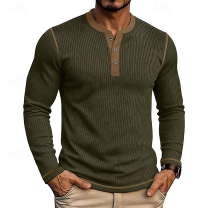 Owen | Ribbed Long-Sleeve Henley Shirt