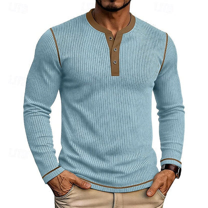Owen | Ribbed Long-Sleeve Henley Shirt
