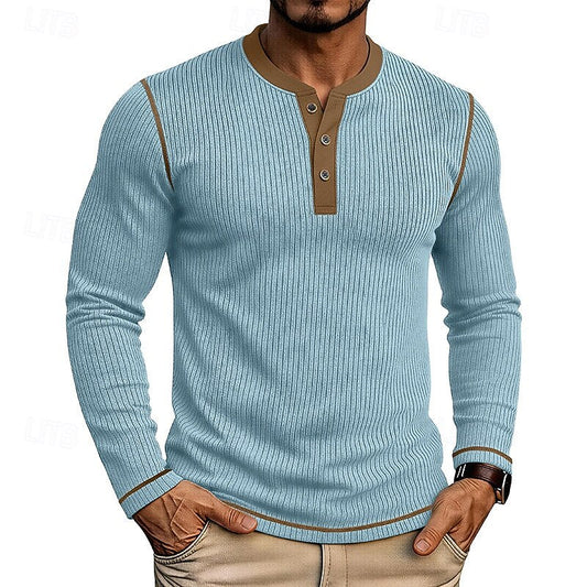 Owen | Ribbed Long-Sleeve Henley Shirt