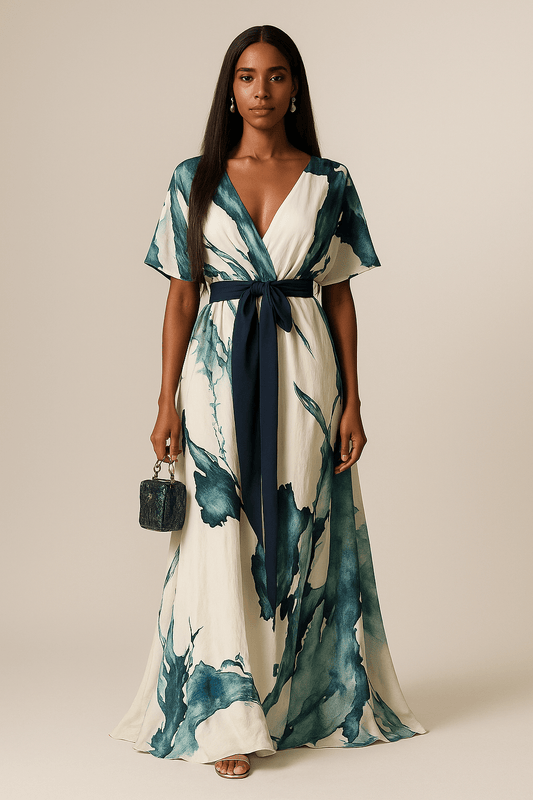 Winona | Watercolor Print Long Dress