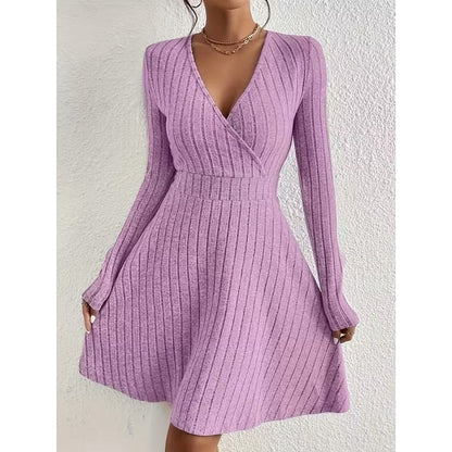 Aurelia | Ribbed Wrap-Front A-Line Dress