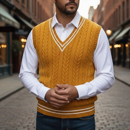 Percy | Cable-Knit V-Neck Sweater Vest