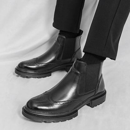 Leonard | Refined Brogue Chelsea Boots