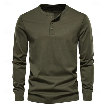 Grant | Classic Button-Neck Henley Shirt
