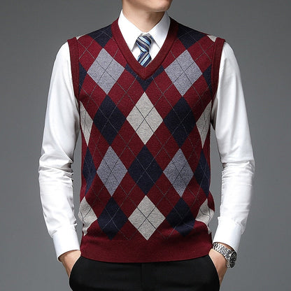Sheldon | Argyle V-Neck Vest