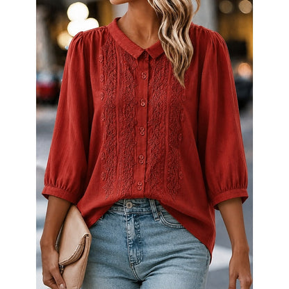 Cynthia | Embroidered Peter Pan Collar Blouse