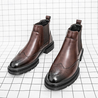 Leonard | Refined Brogue Chelsea Boots
