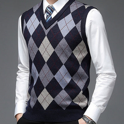 Sheldon | Argyle V-Neck Vest