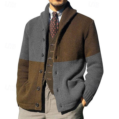 Bertram | Colour-Block Shawl Collar Cardigan
