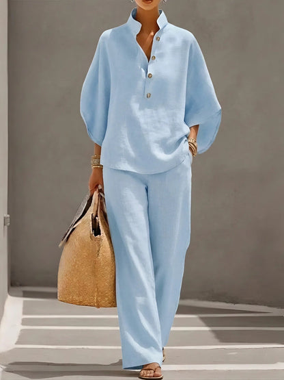 Katie | Elegant Wide Leg and Collar 2 Piece Set