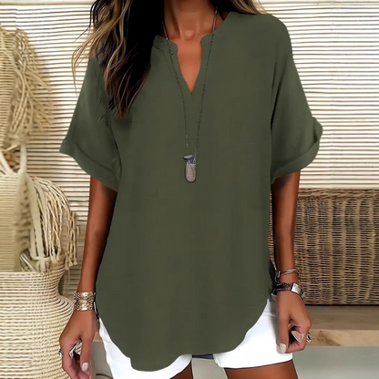 Margaux | Stylish Mid Sleeve V-Neck Blouse