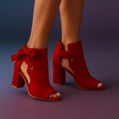 Blythe | Elegant Open Toe Ribbon Heels