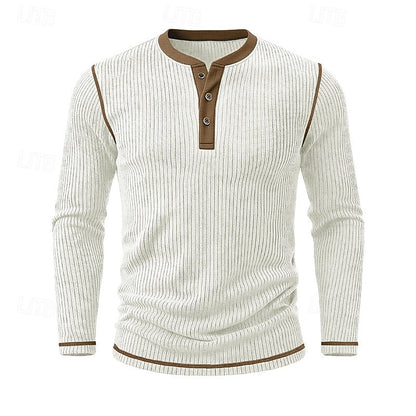 Owen | Ribbed Long-Sleeve Henley Shirt