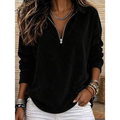 Winifred | Ribbed Quarter-Zip Top