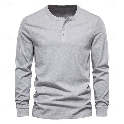 Grant | Classic Button-Neck Henley Shirt