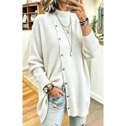Annalise | Longline Button Turtleneck Sweater